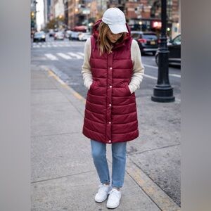 Burgundy Quilted Long Vest